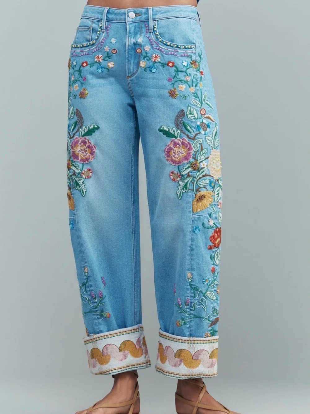 Driftwood High-Rise Cuffed Barrel Jeans - Picture 4 of 5